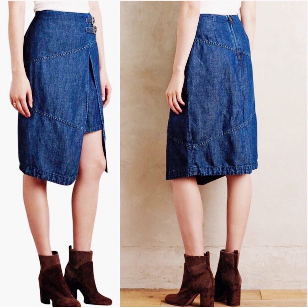 Anthropologie | Holding Horses denim midi skirt